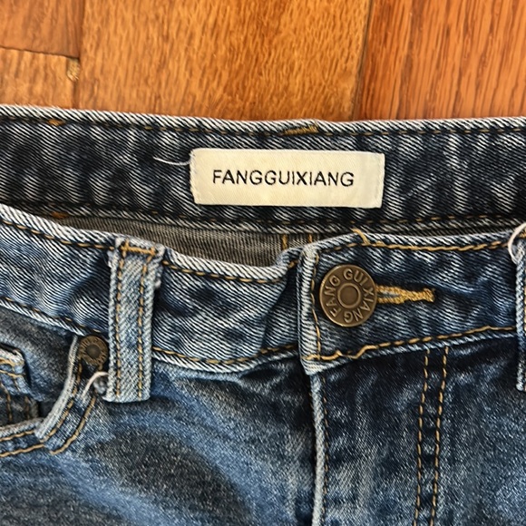 FANGGUIXIANG ANKLE LENGTH ROW HIM SKINNY MID RISE JEANS IN SIZE SMALL - Picture 4 of 7